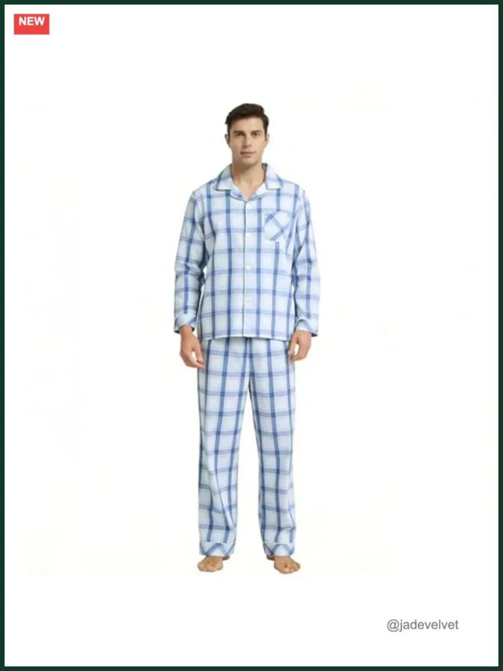Cotton Button Down Pajama Set with Pockets